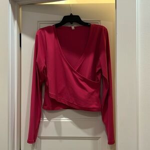 Athleta hot pink criss cross top long sleeves XL